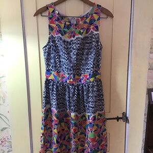 Modcloth poema psychedelic multicolor pattern dress size small